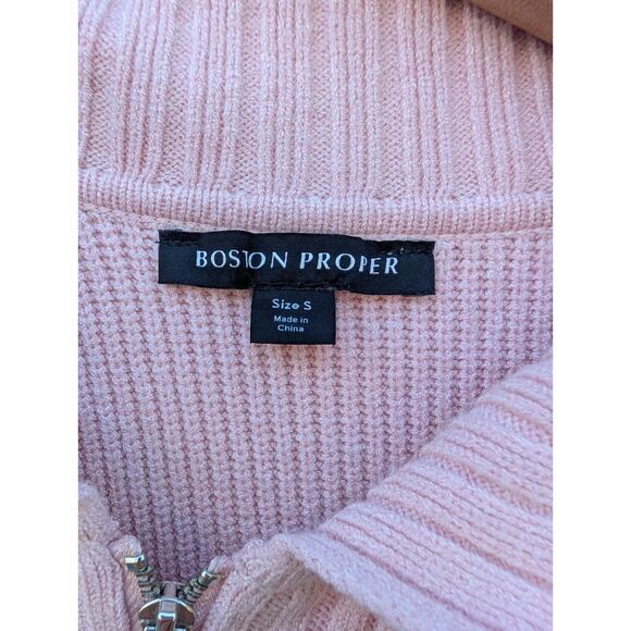 Boston Proper Women's Half Zip Sweater Dress Sz Small Blush Pink Ribbed Cozy - Picture 6 of 9